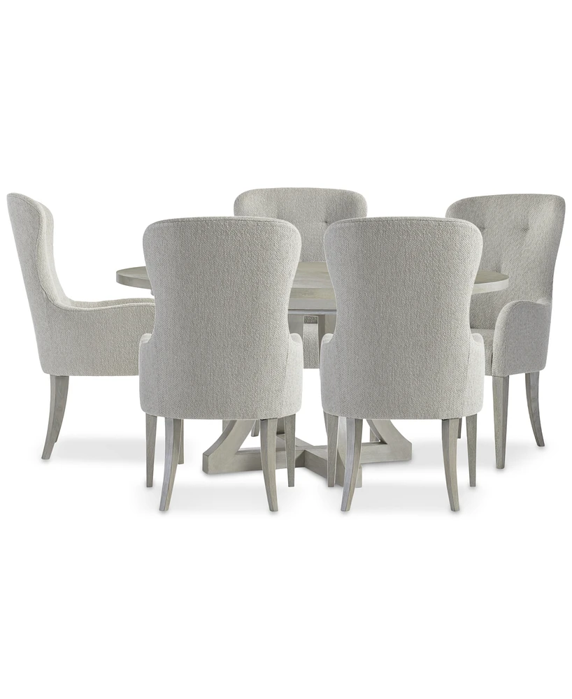 Cornelia 6-Pc. Dining Set (Round Table & 5 Tufted Arm Chairs)