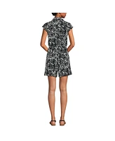Lands' End Women's Cap Sleeve Creaseless Button-Down Romper