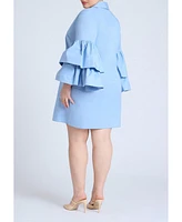 Eloquii Plus Size Poplin Ruffle Sleeve Dress