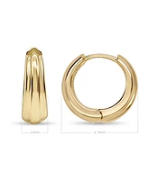 Devata Ribbed Hoop Earrings in 14K Gold, approx. 4.2 grams.