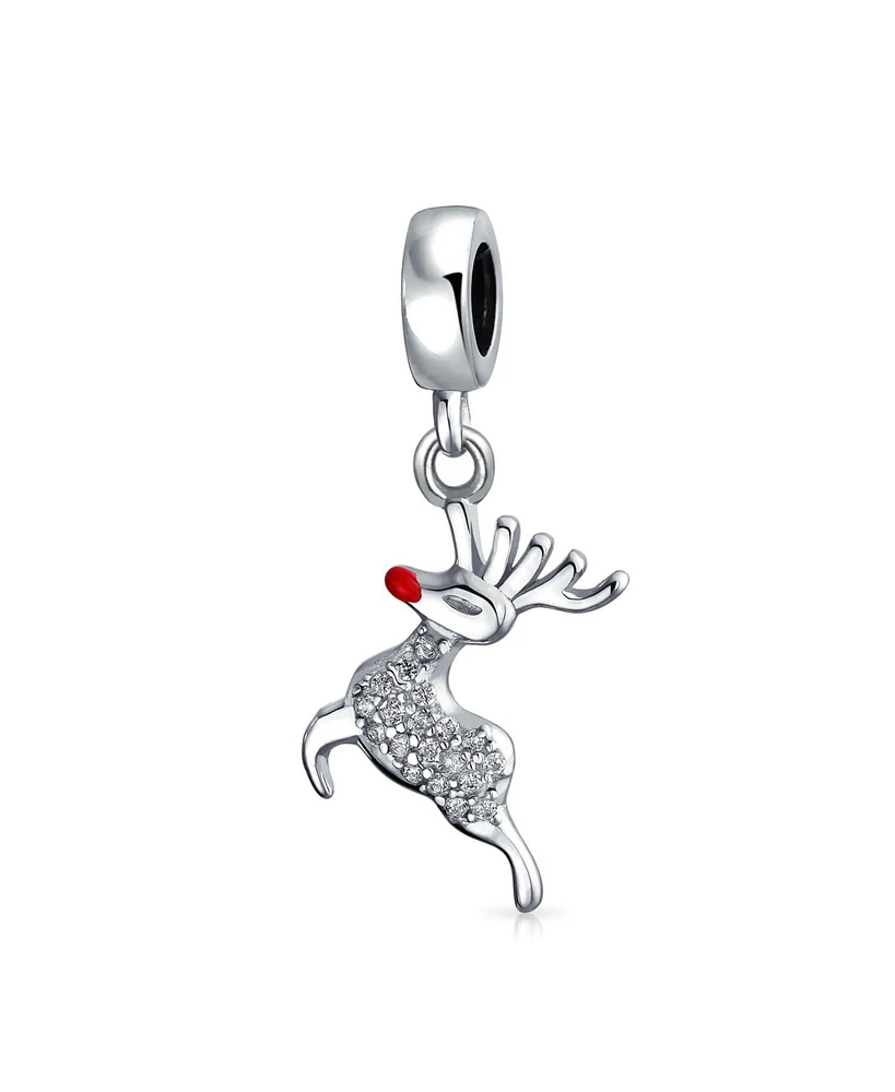 Bling Jewelry Rudolph Red Nose Reindeer Christmas Charm Bead for European Bracelets Sterling Silver