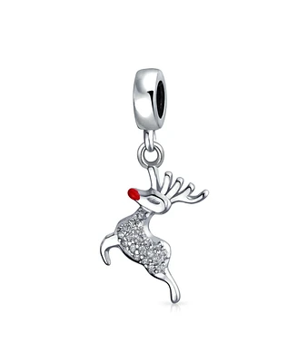 Bling Jewelry Rudolph Red Nose Reindeer Christmas Charm Bead for European Bracelets Sterling Silver