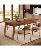 Tribesigns 55-Inch Dining Table with Storage Drawer for Dining Room, Rectangular Mid-Century Modern Dinner Kitchen Table with Solid Wood Legs for 4-6