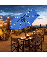 Gymax ft Patio Table Market Umbrella Yard Outdoor w/ Solar Led Lights
