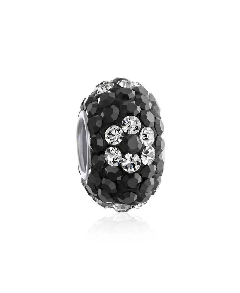 Bling Jewelry Floral Spring Flower Crystal Aqua Black White Spacer Bead Core .925 Sterling Silver