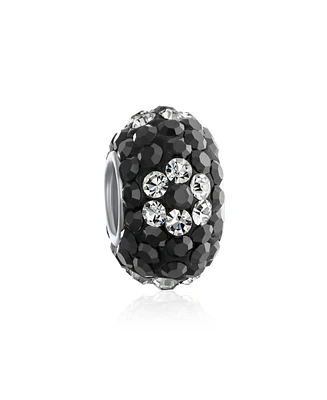 Bling Jewelry Floral Spring Flower Crystal Aqua Black White Spacer Bead Core .925 Sterling Silver