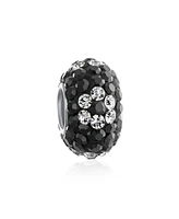 Bling Jewelry Floral Spring Flower Crystal Aqua Black White Spacer Bead Core .925 Sterling Silver
