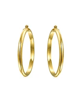 Bling Jewelry Simple Statement Hoop Huggie Earrings 18K Gold Plated 2.5 Inch Diameter