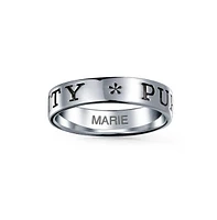 Bling Jewelry Commitment Words Mantra Purity Promise Eternity Band Ring Oxidized .925 Sterling Silver