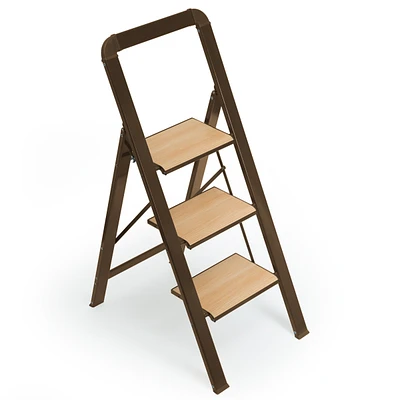 3 Step Ladder Folding Step Stool for Adults with Wide Anti-Slip Pedal, Aluminium Lightweight Foldable Step Ladders