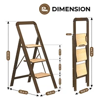 3 Step Ladder Folding Step Stool for Adults with Wide Anti-Slip Pedal, Aluminium Lightweight Foldable Step Ladders
