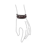 Bling Jewelry Hip Hop Punk Rocker Cuff Bracelet Metal Studded Rivets Wide Woven Leather
