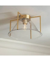Possini Euro Ellsmere 15"W Warm Brass Ceiling Light with Hammer Glass - Possini Euro Design