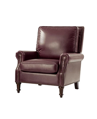 Traditional Raymond Genuine Leather Recliner with Classic Roll-arm