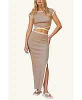 Crescent Women's Blake Contrast Binding Knit Two Piece Set