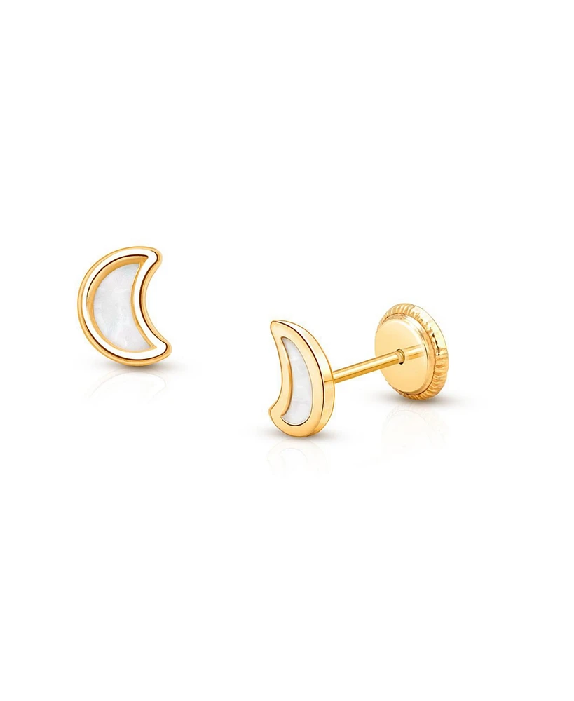 Tiny Blessings Children's 14K Gold Genuine Dream Moon Studs Girls' Screw Back Earrings
