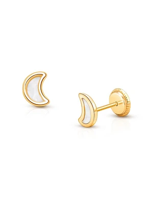Tiny Blessings Children's 14K Gold Genuine Dream Moon Studs Girls' Screw Back Earrings