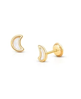 Tiny Blessings Children's 14K Gold Genuine Dream Moon Studs Girls' Screw Back Earrings