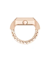 Nine West Women's Quartz Polished Square Rose Gold-Tone Metal Alloy Ring Watch, 21mm