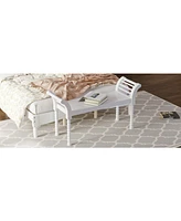 Elegant Retro Style Bench with Turned Legs, Bed End Bench for Bedroom or Living Room Decor, White