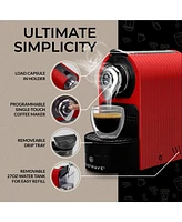 ChefWave Mini Espresso Machine for Nespresso Capsules (Red) with Accessories