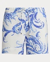 Lauren Ralph Women's Paisley Linen Drawcord Shorts