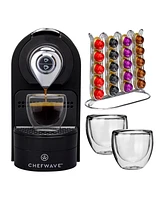 ChefWave Espresso Machine for Nespresso (Black), Capsule Holder and Cups Bundle
