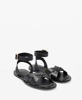 Mango Women's Buckle Strap Leather Sandals