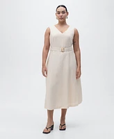 Mango Women's Belt Linen Dress