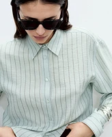 Mango Women's Striped Cropped Shirt