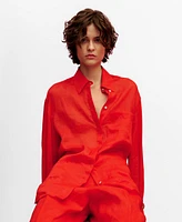 Mango Women's Regular Ramie Shirt
