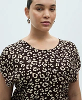 Mango Women's Frayed Ends Leopard Print Dress