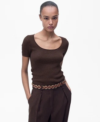 Mango Women's Linen-Blend Knitted Sweater