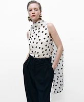 Mango Women's Polka-Dot Wrap-Neck Blouse