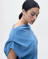 Mango Women's Asymmetrical-Neck Midi Dress