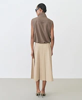 Mango Women's Pleated Detail Flared Skirt