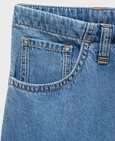 Mango Women's Belted Wide Leg Denim Pants