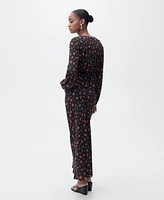 Mango Women's Long Flared Floral Skirt