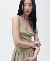Mango Women's Combined Fabric Flared Dress