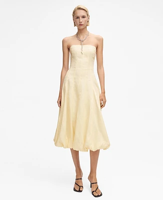Mango Women's Puffed Hem Linen Dress