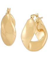 Polished Twisted Oval Small Hoop Earrings in 18K Gold-Plated Sterling Silver, 0.87"