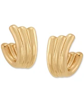 Polished Triple Tube Huggie Hoop Earrings in 18k Gold-Plated Sterling Silver, 0.79"