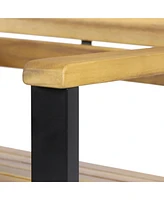 Modern Industrial Acacia Wood Barstool Set of 2, Teak and Black