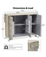 Handwoven Coastal Kitchen Island with Drop Leaf, Solid Wood Cabinet