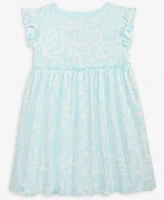 First Impressions Baby Girls Tonal Tropical-Print Flutter-Sleeve Dress, Exclusively at Macy's