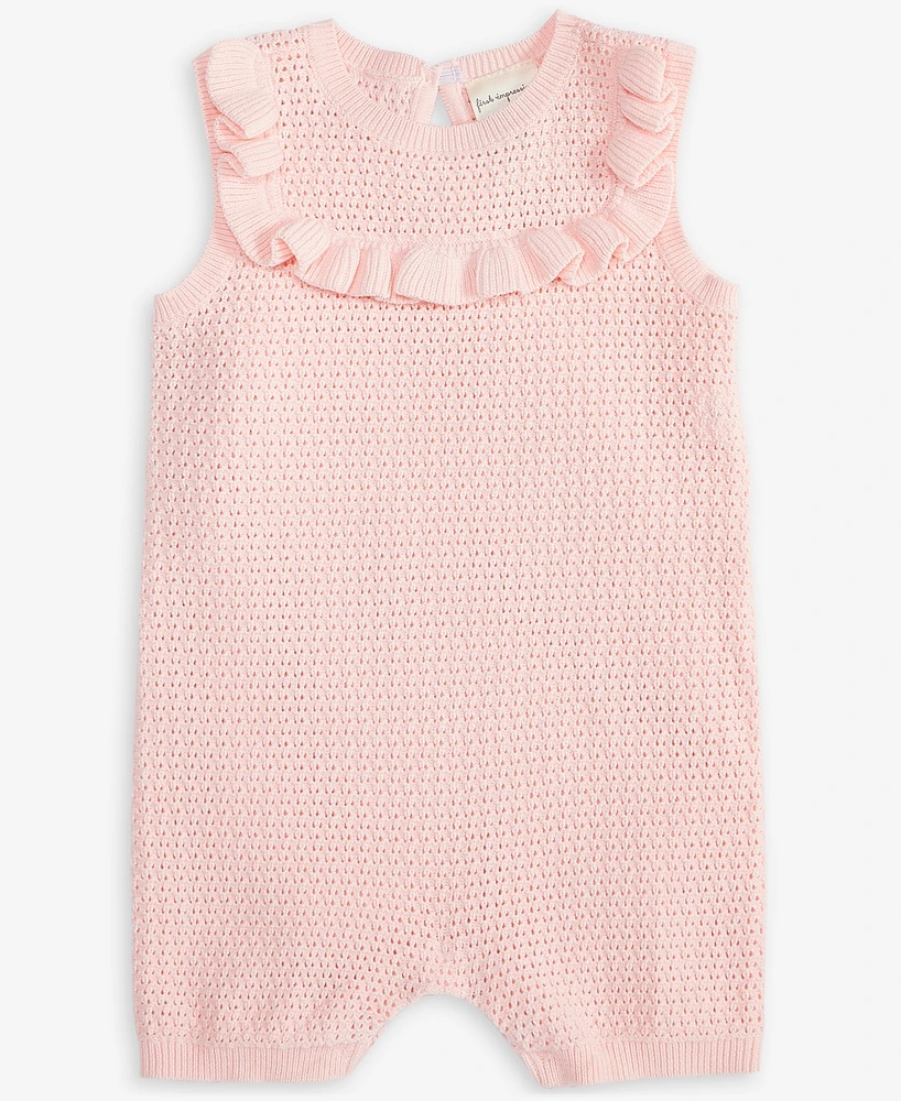 First Impressions Baby Girls Pointelle Cotton Ruffled Romper, Exclusively at Macy's