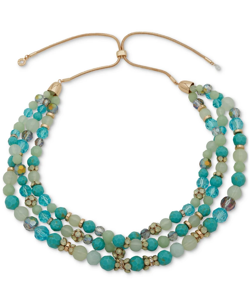 Anne Klein Gold-Tone Mixed Stone & Bead Multi-Row 28" Adjustable Statement Necklace