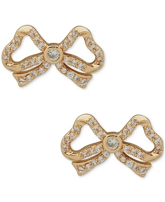 Anne Klein Gold-Tone Cubic Zirconia Bow Stud Earrings