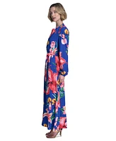 Halston Women's Button-Front Belted Maxi Dress