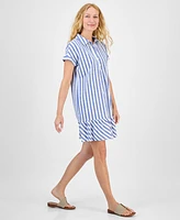 Style & Co Women's Striped Cotton Short-Sleeve Shirtdress, Exclusively at Macy's